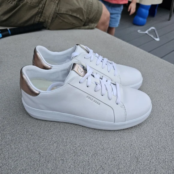 Cole Haan White and Gold Women's Sneakers - Picture 4 of 7